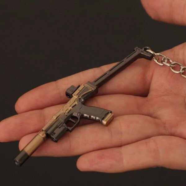 Combat Master Series Mini Gun Model | 9 cm Alloy Metal Weapon Keychain | Collectible Replica Toy