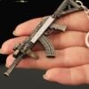 Resident Evil 8 Series Mini Gun Model | 9 cm Alloy Metal Weapon Keychain | Collectible Replica Toy