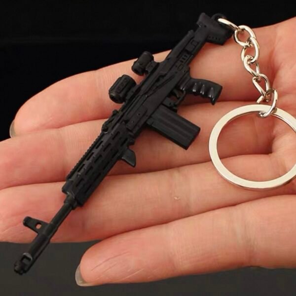 PUBG Series Mini Gun Model | 9 cm Alloy Metal Weapon Keychain | Collectible Replica Toy