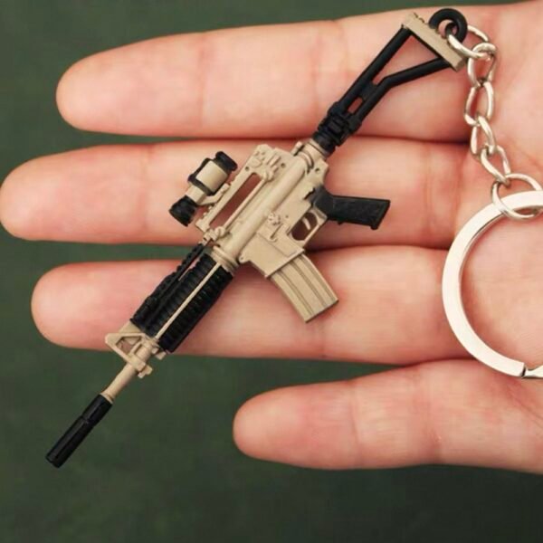 PUBG Series Mini Gun Model | 9 cm Alloy Metal Weapon Keychain | Collectible Replica Toy