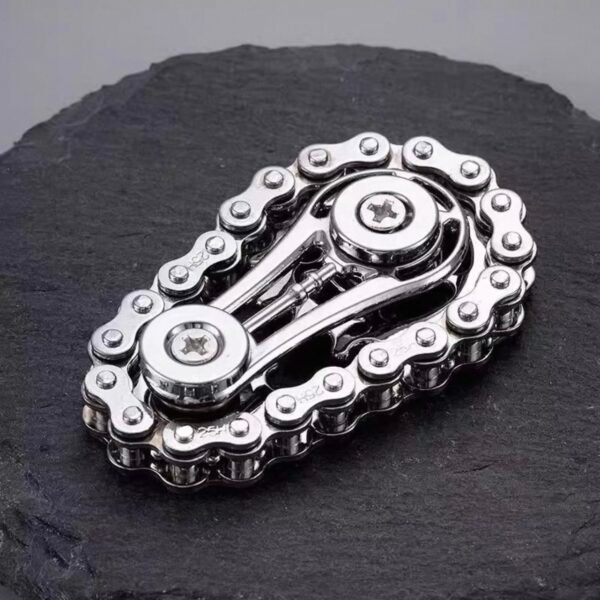 Colorful Chain Gear Fidget Spinner | Metal Stress Relief Toy | Black Tech Mechanical Gadget