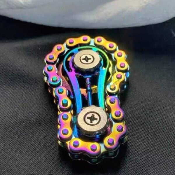 Colorful Chain Gear Fidget Spinner | Metal Stress Relief Toy | Black Tech Mechanical Gadget