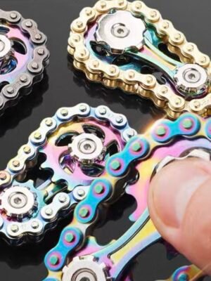 Colorful Chain Gear Fidget Spinner | Metal Stress Relief Toy | Black Tech Mechanical Gadget